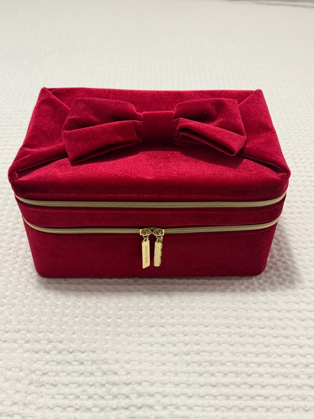 Estee Lauder Velvet Bow Jewelry Case - Red
